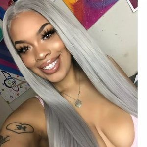 Ash grey lace front wig